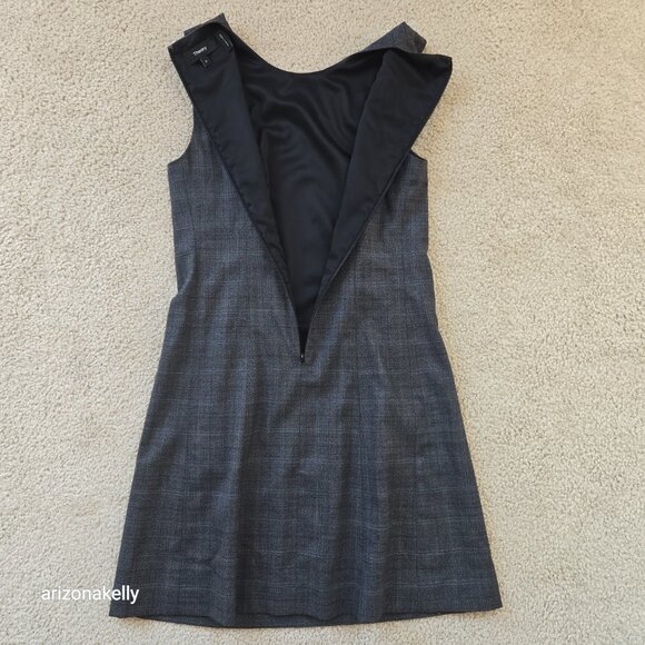 NWOT Theory Wool Sheath Dress Zippered Pockets Plaid - Picture 13 of 13